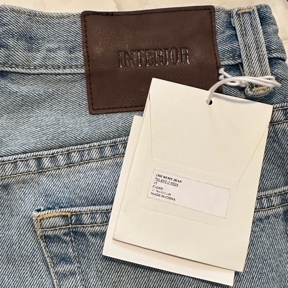 INTERIOR NYC The Remy High Rise Straight Wide Leg Jeans Light Wash Blue Size 25 - Picture 8 of 11